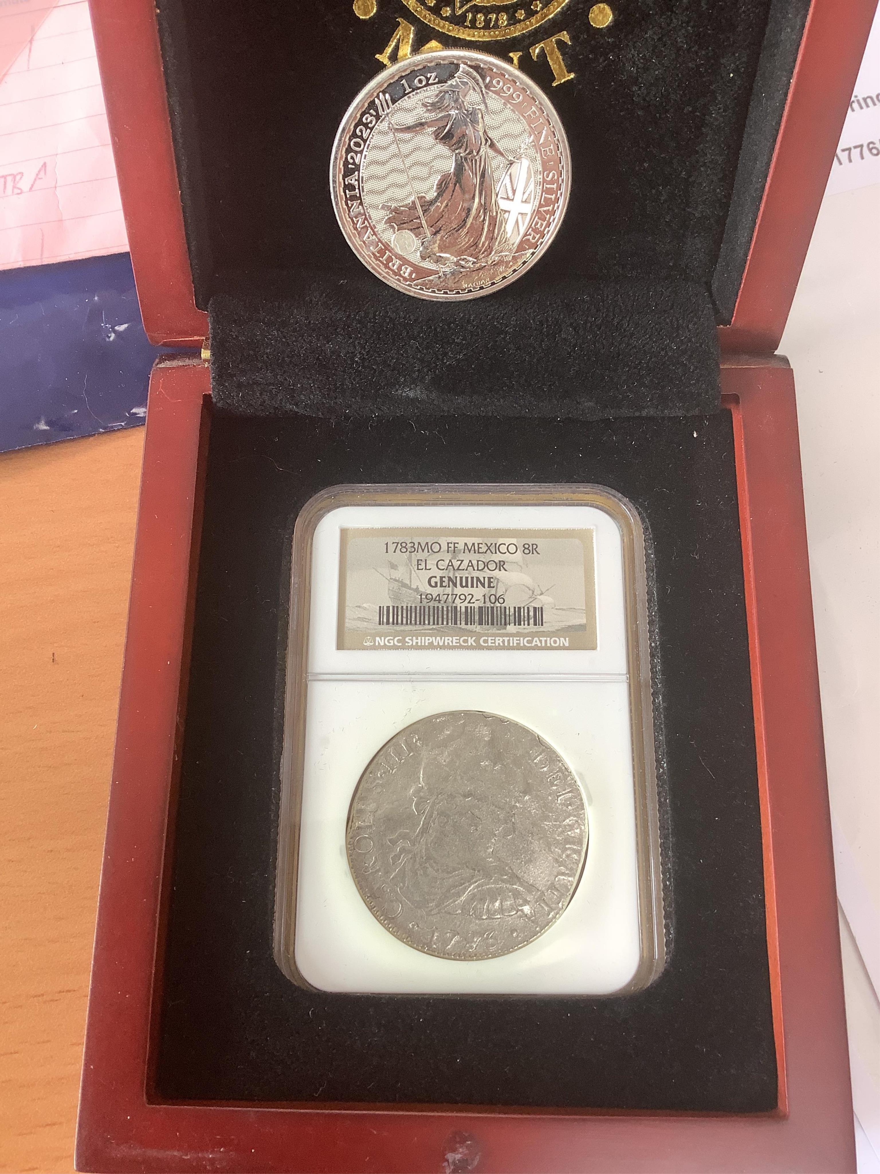 World and British coins, Fantasy Euro Coins 2005-2006, each piece uniface, struck on an oversized blank, Westminster mint; Shackleton silver coin cover, Brexit limited edition commemorative silver coin cover, Bird life o